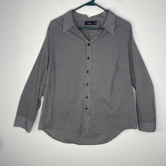 Apt 9 blouse button down up shirt women's size XL 0x black white stripe light wt - Picture 8 of 14